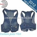 Dama de la moda los pantalones vaqueros de mezclilla azul chaleco 00120#