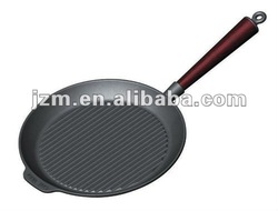wood handle cast iron grill pan