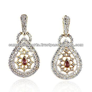 Indian manufacturers Khajuraho fine victorian earrings studded with CZ ...