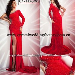  Sleeve Dress on Dress Cwfap4402   Buy Red Prom Dress One Sleeve Night Dress Prom