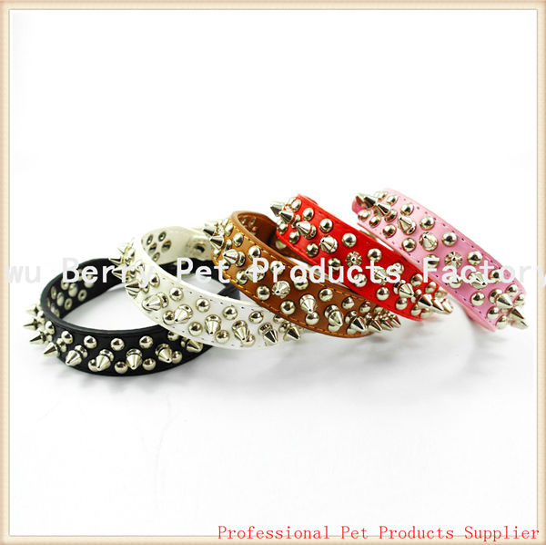 ... Collar > Spiked Studded Cool Rivets Soft Leather Dog Pet Puppy Collars