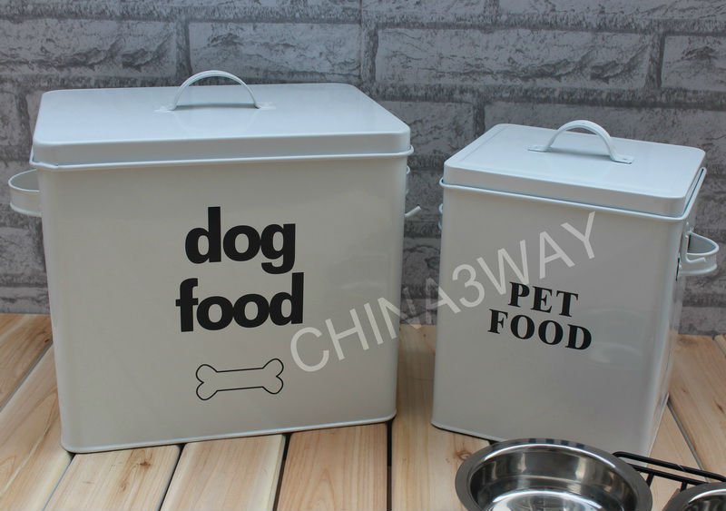 Metal dog food container, View dog food container, Metal dog pet food