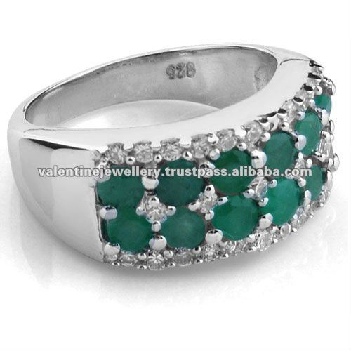 Green Gemstone emerald silver ring , men's silver ring, silver ring ...