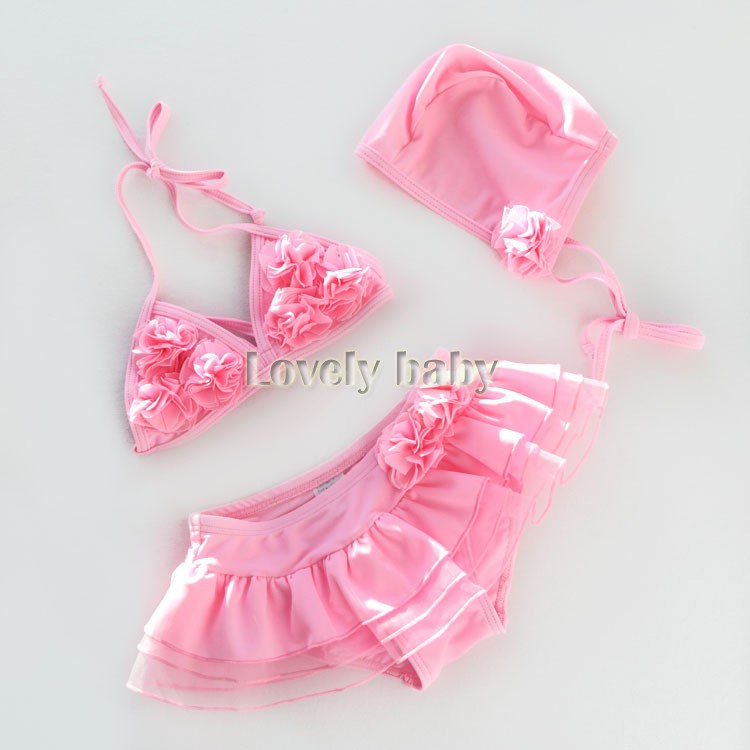 Купить Baby девушка красный Купальники детские бикини 3 piece набор ...