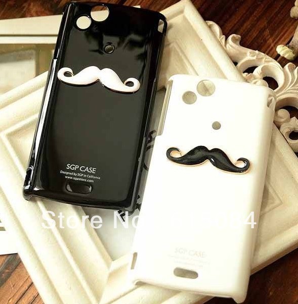 2pcs/lot New Hot LEON Chaplin Sexy 3D Beard Mustache Hard Back Case Cover For Sony X12 XPERIA ARC S LT18i LT15i Couple & Lovers(China (Mainland))