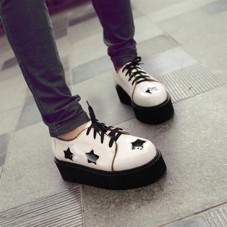 2013 lacing platform shoes magazine recommended pattern platform shoes street style with the single shoes women's shoes(China (Mainland))