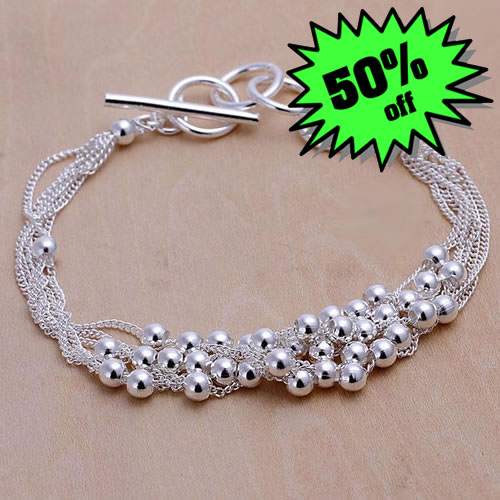 LQ-H101 Free Shipping 925 Silver Bracelet Fashion Jewelry Bracelet Six-lane light bead bracelet adja iuqa(China (Mainland))
