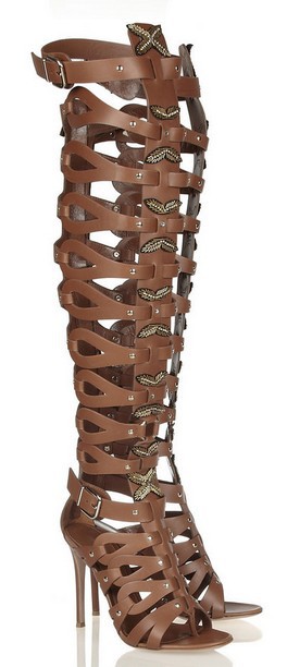 ... brown high heel long gladiator sandals boots-in Sandals from Shoes on