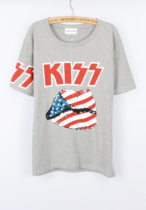 2 fashion flag letter print loose short-sleeve T-shirt basic shirt female(China (Mainland))