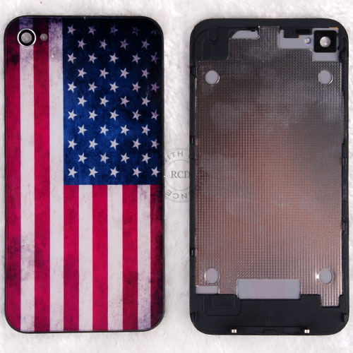 Retro US Flag For iPhone 4 4G Glass Replacement Back Housing Shell Battery Case(China (Mainland))