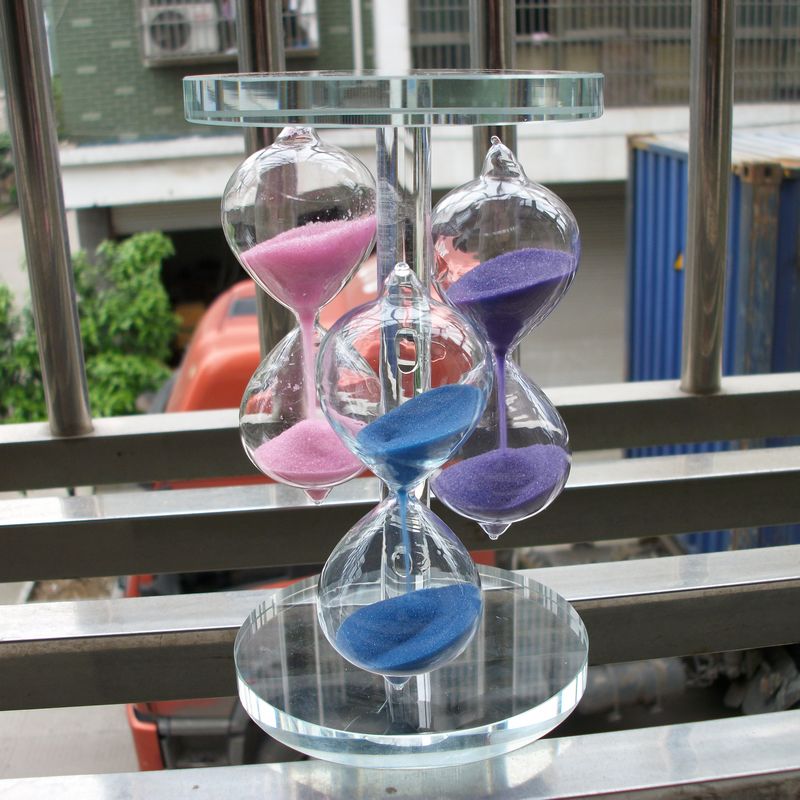 Free shipping Three-color crystal glass hourglass timer decoration birthday gift girls male lovers gift(China (Mainland))