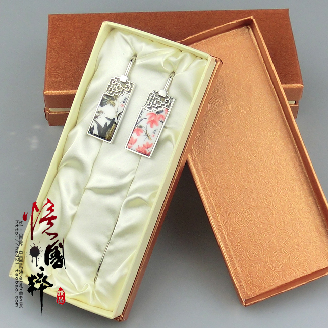 Traditional chinese brush drawing porcelain bookmark ceramic bookmark(China (Mainland))
