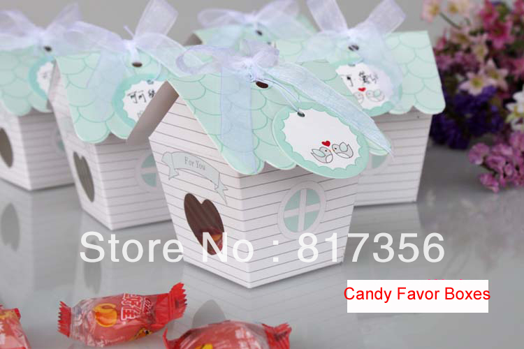 Wedding vintage House Boxes   cupcake Bridal Favor Shower Candy boxes Spring Lovebird house Boxes
