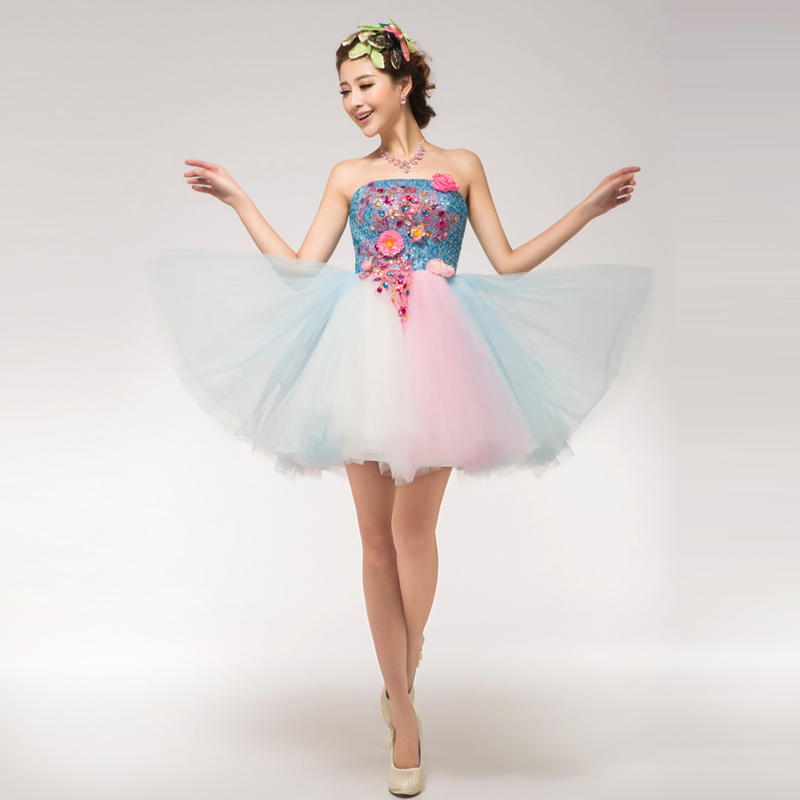 2013 Multicolour Short Design Party Dress Women's Costume Appliques Backless Free Shipping(China (Mainland))