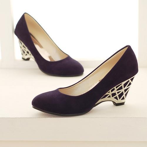 Women Cheap Wedge shoes Gold High Heels Office Ladies Black Red Pumps ...