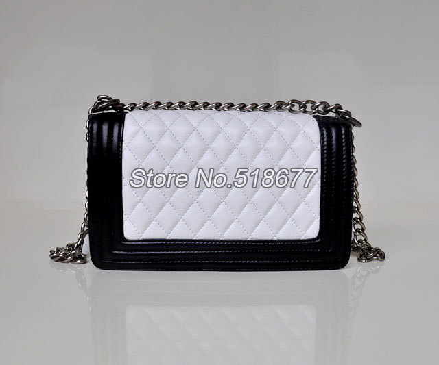 2014 Small Boy Flap Bag in White Black Lambskin Leather Bags Shoulder Bag Fashion Bag Handbags