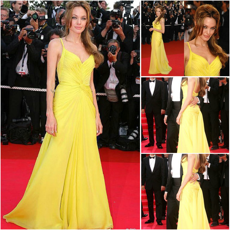 2013-hollywood-Cheap-A-line-Angelina-Jolie-Yellow-Red-Carpet-Dress-at ...