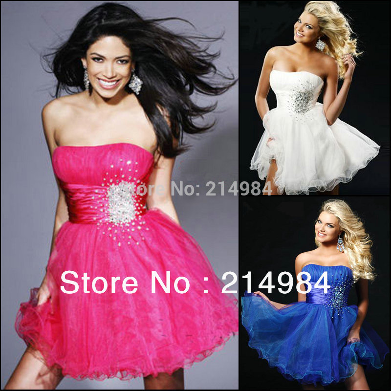 Ready-To-Ship-Strapless-Organza-Beaded-Cocktail-Dress-Short-Evening ...