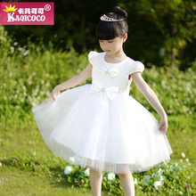 Khaki cocoa children s clothing child female child embroidery gauze dress princess wedding dress flower girl