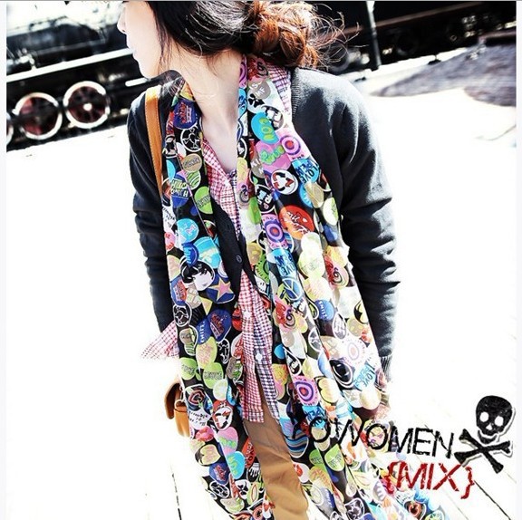 Женский шарф Korean version of the spring and ink style fantasy Begonia scarves voile shawl long scarf women Женский шарф Korean version of the spring and ink style fantasy Begonia scarves voile shawl long scarf women