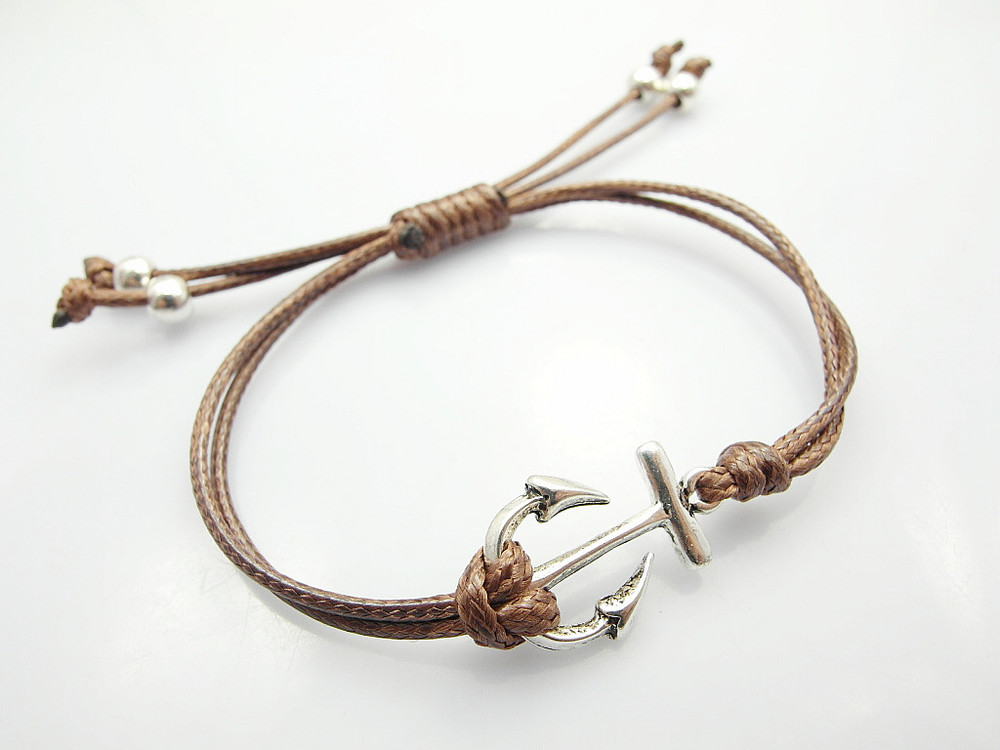 Fashion-jewelry-anchor-charm-wax-cord-bracelet-bijouterie-for-women ...