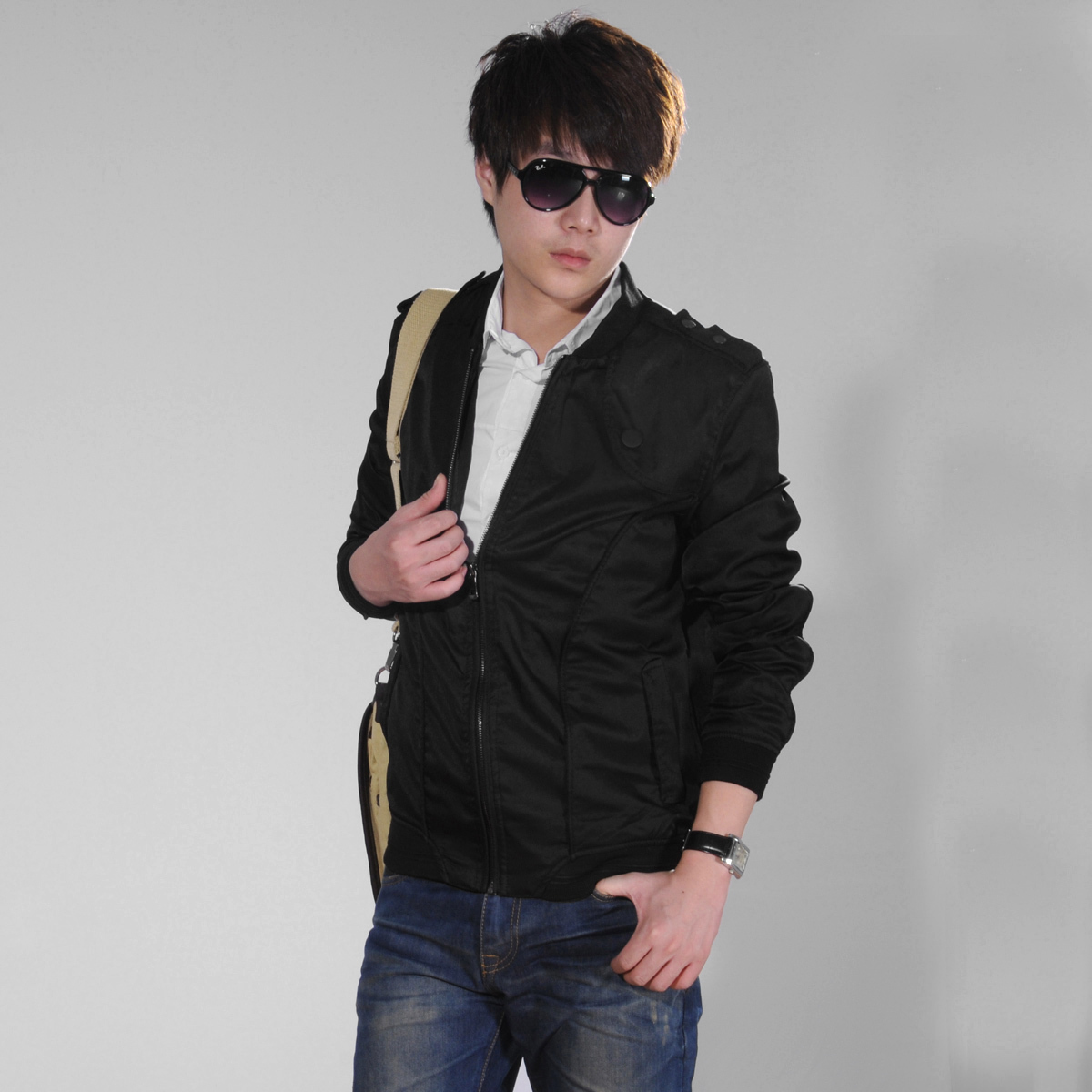 Free shipping Fashion 2013 men s clothing stand collar slim solid color casual jacket coat down