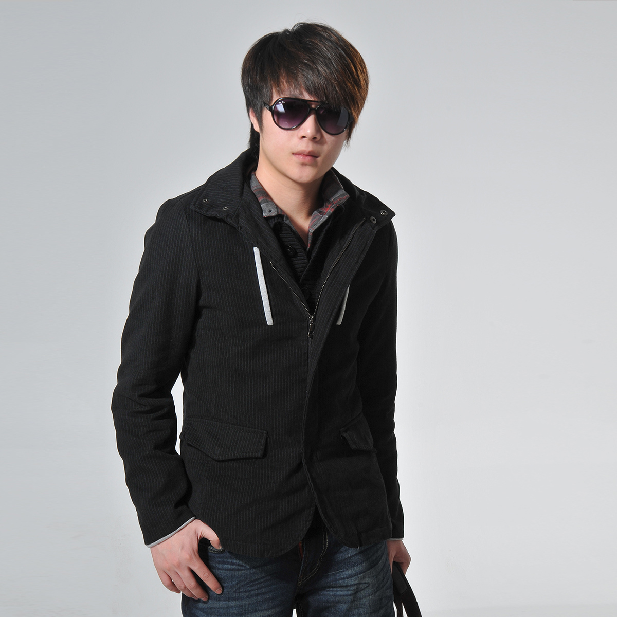 Free shipping 2013 men s spring and autumn clothing fashion slim male thickening thermal jacket outerwear