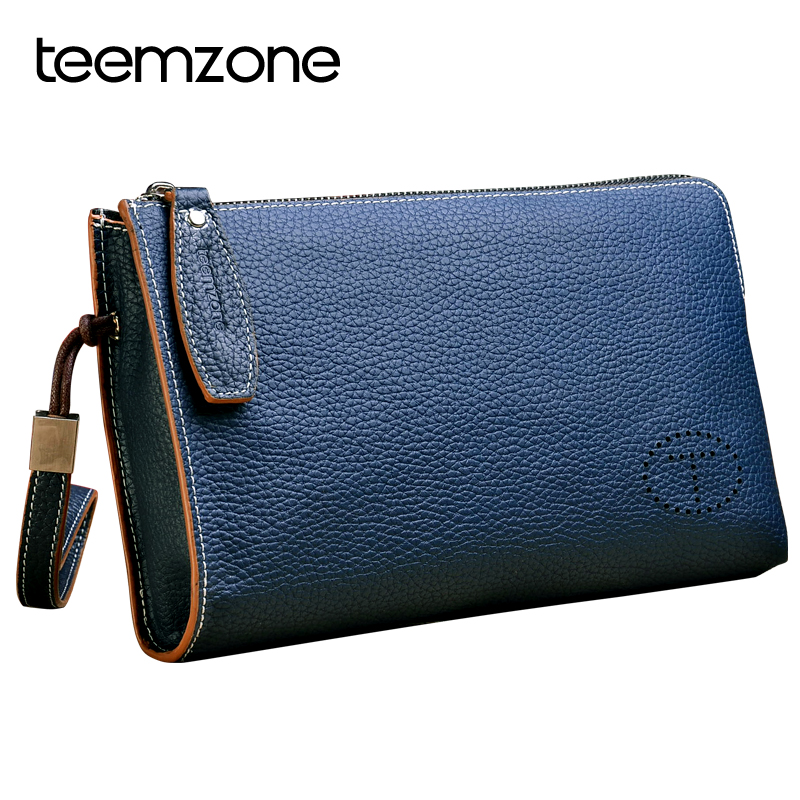 Teemzone genuine leather cowhide clutch large capacity genuine leather day clutch male casual male