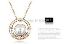 Korean pearl crystal pendant necklace Europe fashion drilling necklaces jewelry for women LM N051