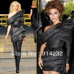  Sleeve Dress on Dress Myriam Fares One Shoulder Sash Pleat Long Sleeve Custome Rs2