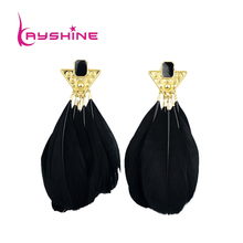 Fashion Indian Jewelry Big Colorful Feather Drop Earrings for Women Wholesale(China (Mainland))