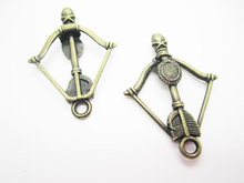 50 pcs 30x24mm Antique Bronze bow and arrow Charm Pendant cupid arrow