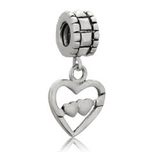 Cupid Sword Through Two Hearts Style Dangle Charm