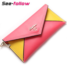Spring and summer 2013 fresh fashion color block decoration envelope bag long design women’s wallet day clutch female  712