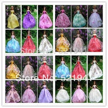 Free Shipping 30items Dress Shoes Hangers Handmade Gown Dress Clothing For Barbie Doll 40 styles for