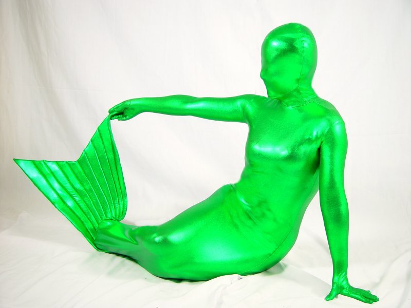 green lycra bodysuit