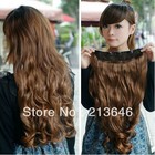 Nowy moda damska Akcesoria Dziewczyna Długi Falista Curly Hairpiece syntetyczny 5 Klipy Onepiece W Hair Extensions 5 kolorów U-pick 22