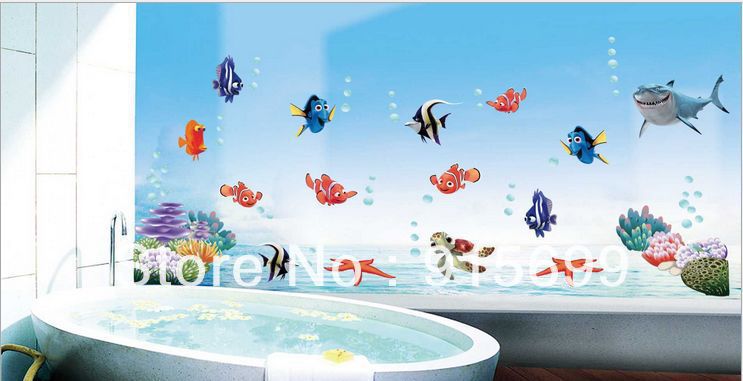 Ocean Animals BiG Wall Stickers Kids Fish Room Decor Decals Sea ...