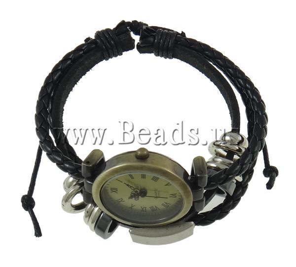 Free shipping Zinc Alloy Watch Bracelet 2013 Fashion Jewelry with Leather Wax Glass copper coated plastic