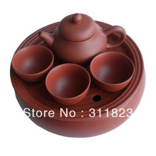 On sale! Purple Clay Travel Teaset Portable Travel Kungfu Tea Set 1tea tray 1teapot 3cups
