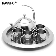 Stainless steel tea tools set one pot with four cups