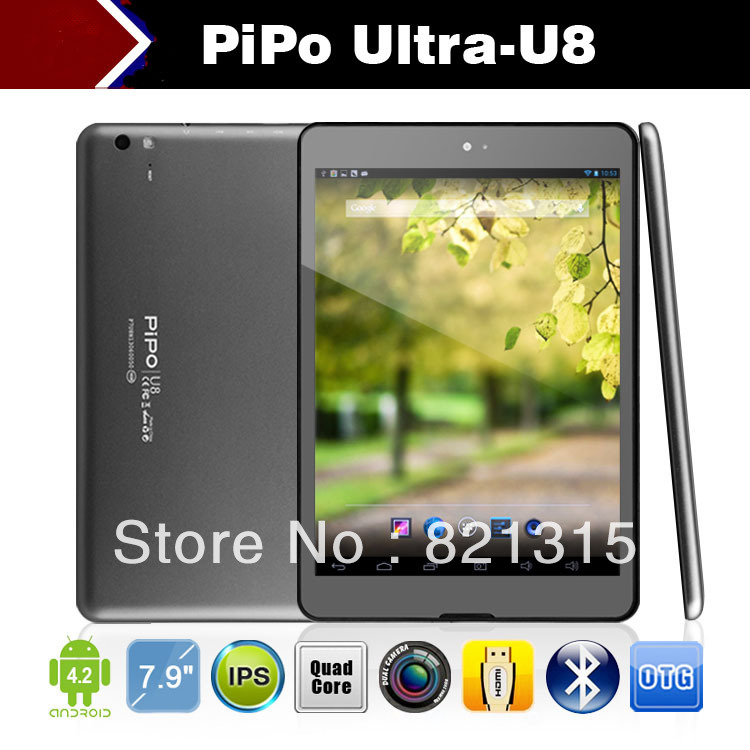 New free shipping PiPo U8 RK3188 Quad Core Tablet PC 7 85 inch IPS 1024x768 pixels