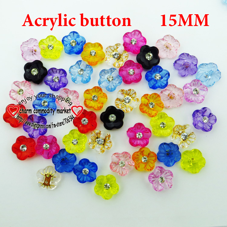 200PCS FLOWERS ACRYLIC button SHIRT CRYSTAL buttons clothes accessories crafts A-004