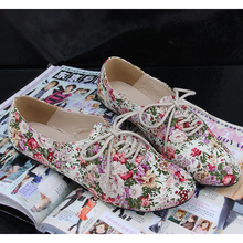 2013   british style lacing Oxfords for women balmorals  derby shoe flat  fashion vintage cotton prints Oxfordshoes sapatos