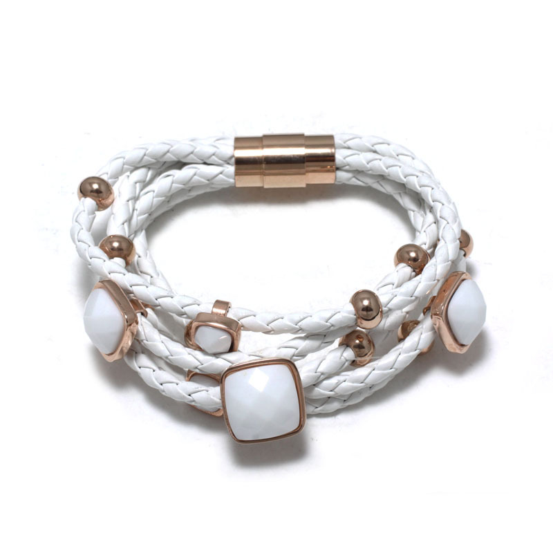 -Clio-Cheap-Leather-White-Charm-Bracelet-for-Women-with-Rose-Gold ...