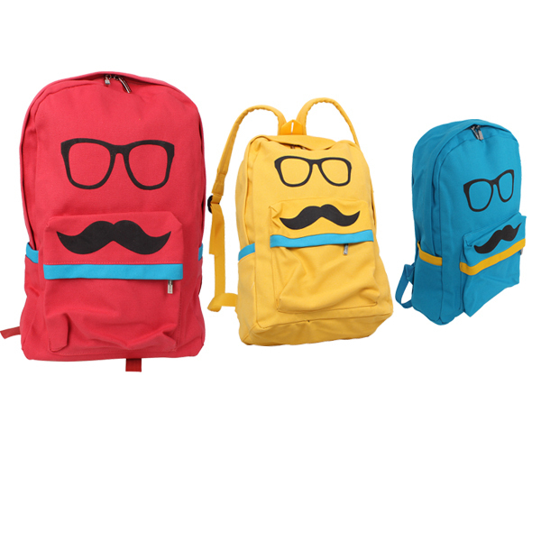 ... Mustache Canvas eyeball School Book Campus Bag Backpack Free Shipping