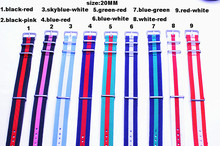 9 color available 10PCS lots High quality 20MM Nylon Watch band NATO straps waterproof watch strap