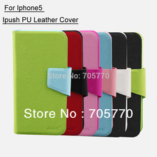 Luxury Flip PU Leather Cover Wallet Case With Stand For Apple Iphone 5 Free 1 pcs