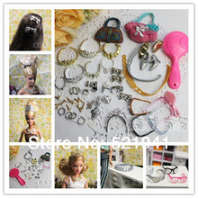 Free Shipping 40pcs accessories Bags Glasses Belts Crowns Necklace Combs Shoes hairpins Earrings Bracelet for barbie