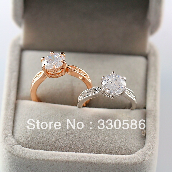 Italina-female-engagement-wedding-ring-simulation-18K-gold-plated-high ...